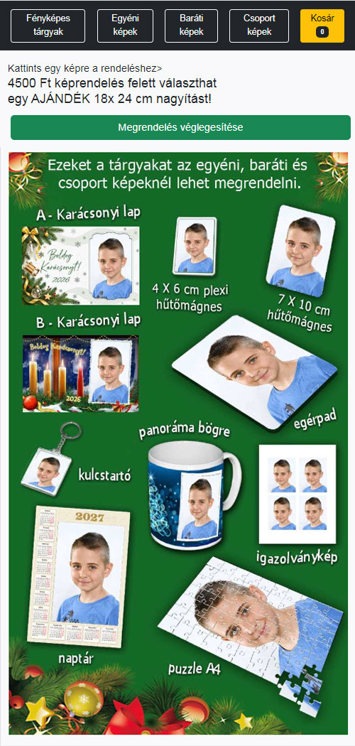 Rendelhető fényképes tárgyak